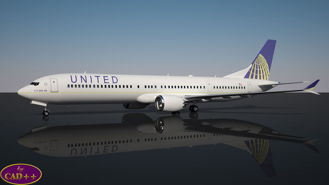 United Airlines 737 MAX-10 Low-poly 3D model