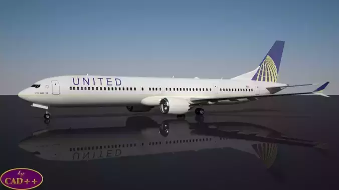 United Airlines 737 MAX-10 Low-poly 3D model