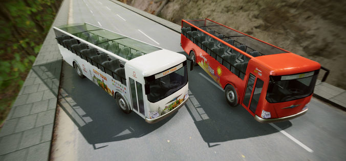 City Tour Bus Low-poly 3D model