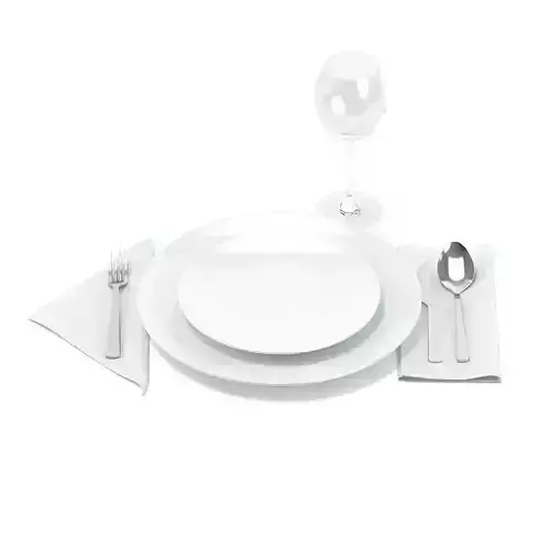 Tableware Set plate with silverware and wine glass