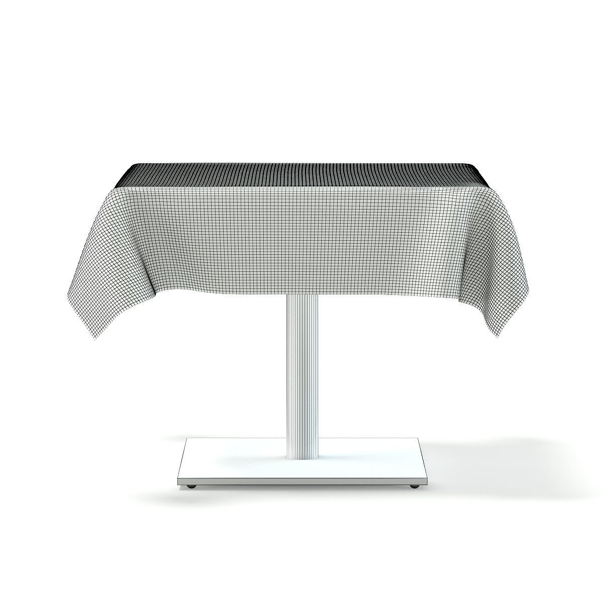 Metal Table with a Tablecloth 3D model_10