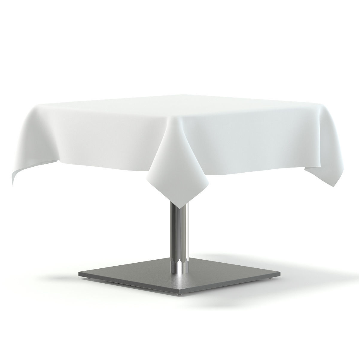 Metal Table with a Tablecloth 3D model_1