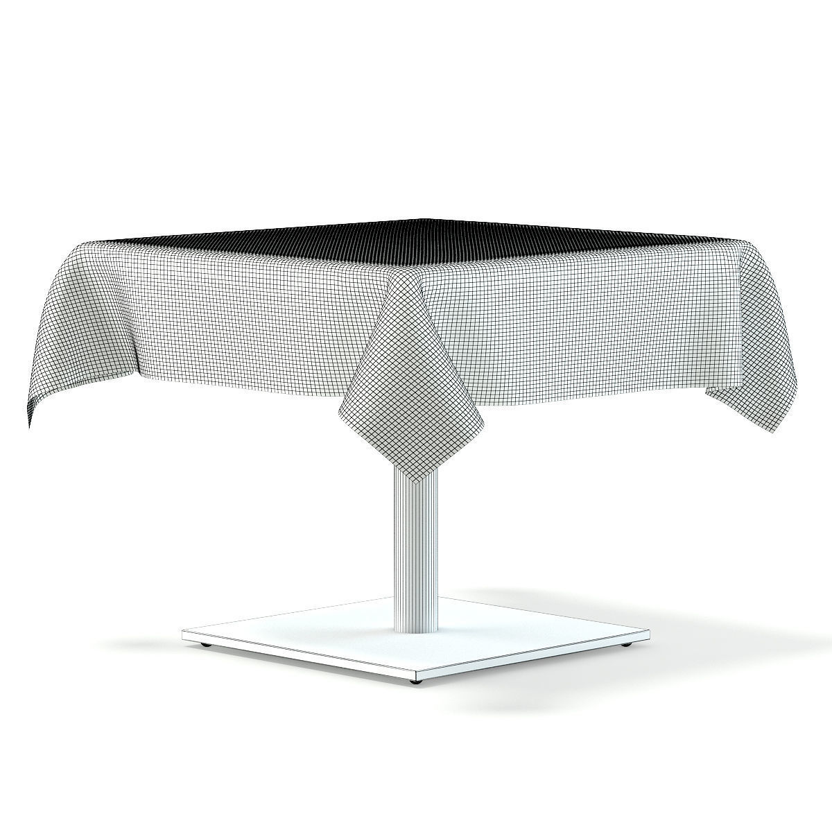 Metal Table with a Tablecloth 3D model_9