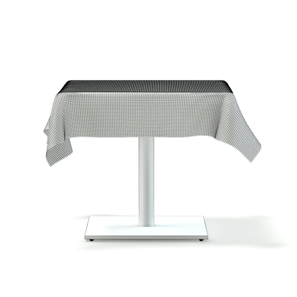 Metal Table with a Tablecloth 3D model_12