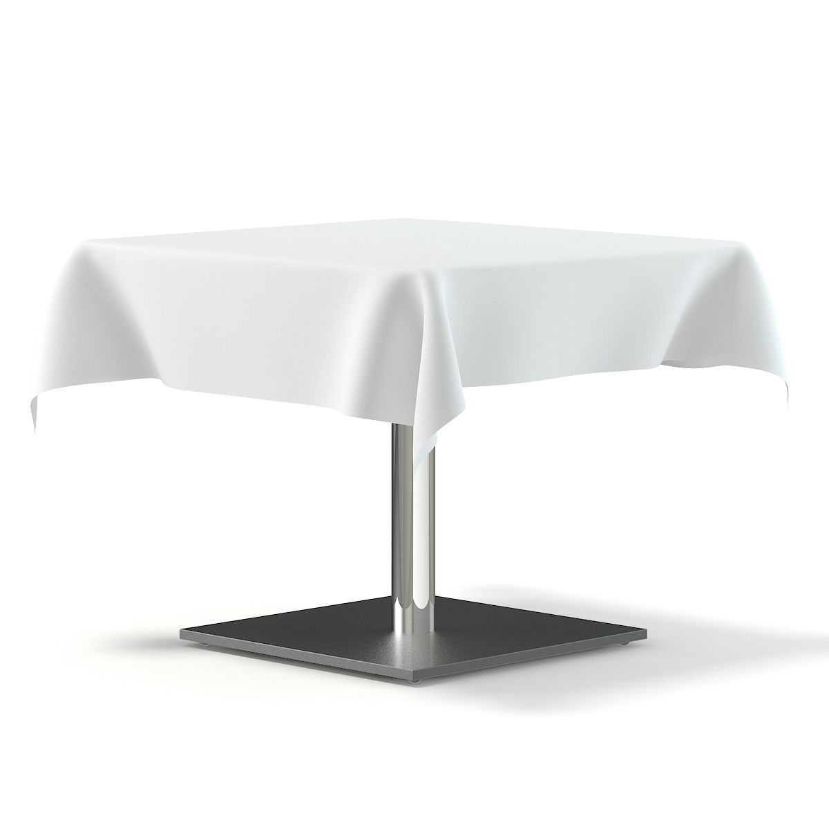 Metal Table with a Tablecloth 3D model_3