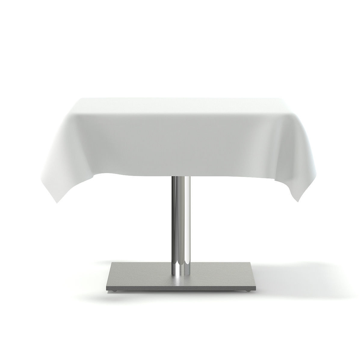 Metal Table with a Tablecloth 3D model_2