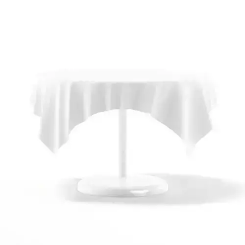 Round White Table with a Tablecloth 3D model