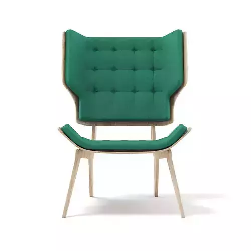 Wooden Chair with Green Seat