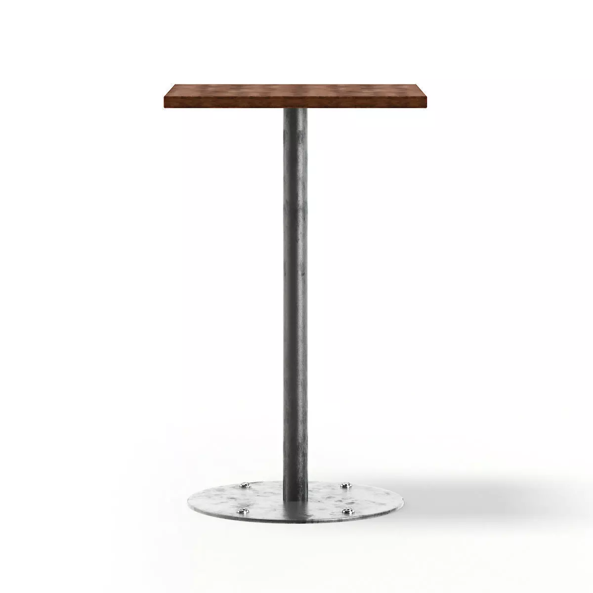 Square Wood and Metal Table 3D model_0