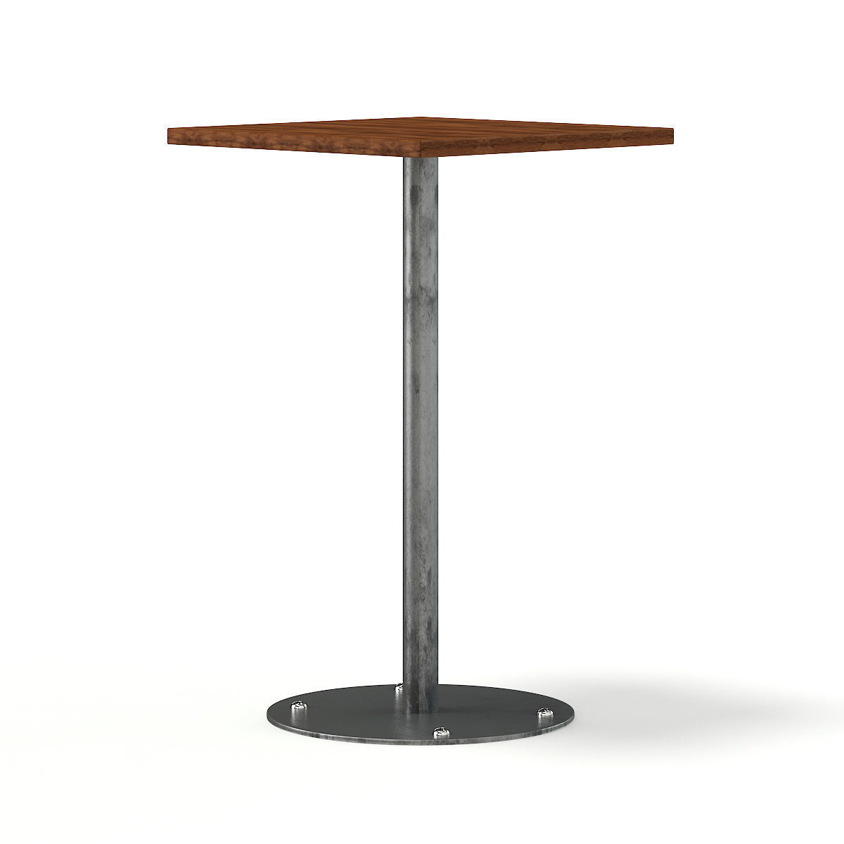 Square Wood and Metal Table 3D model_3