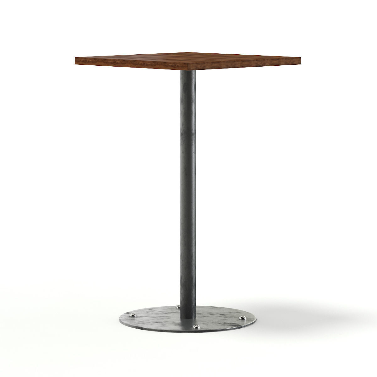 Square Wood and Metal Table 3D model_7