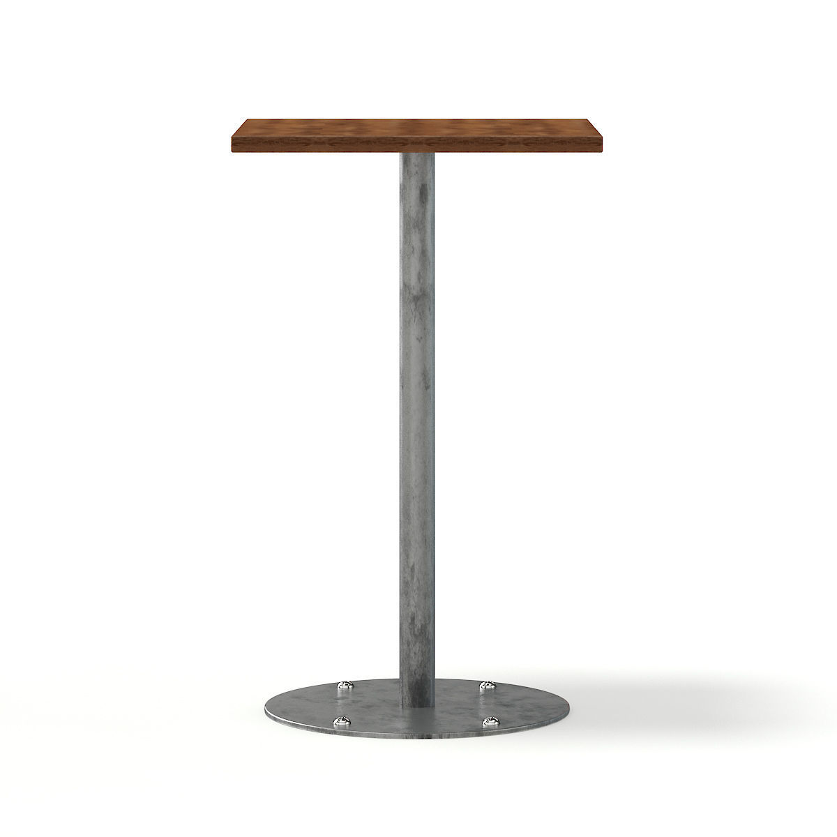 Square Wood and Metal Table 3D model_4