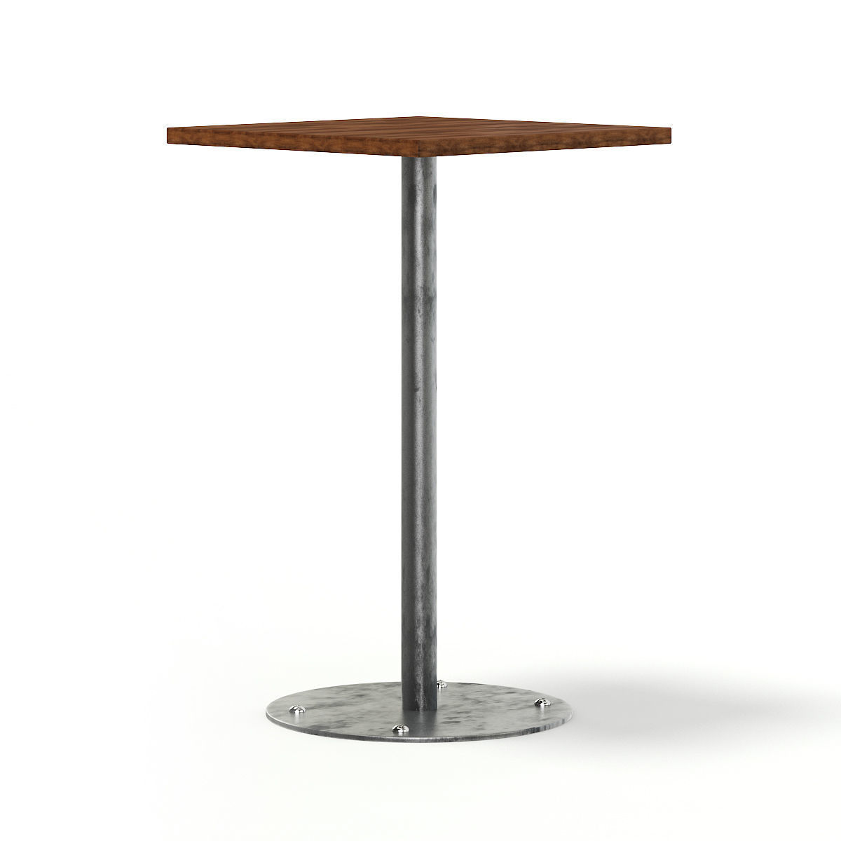 Square Wood and Metal Table 3D model_1