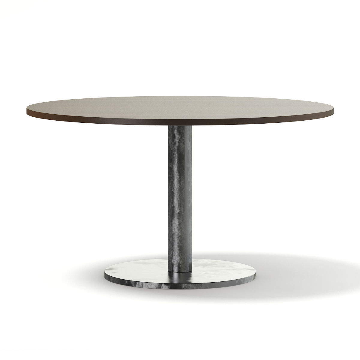 Round Wood and Metal Table 3D model_2