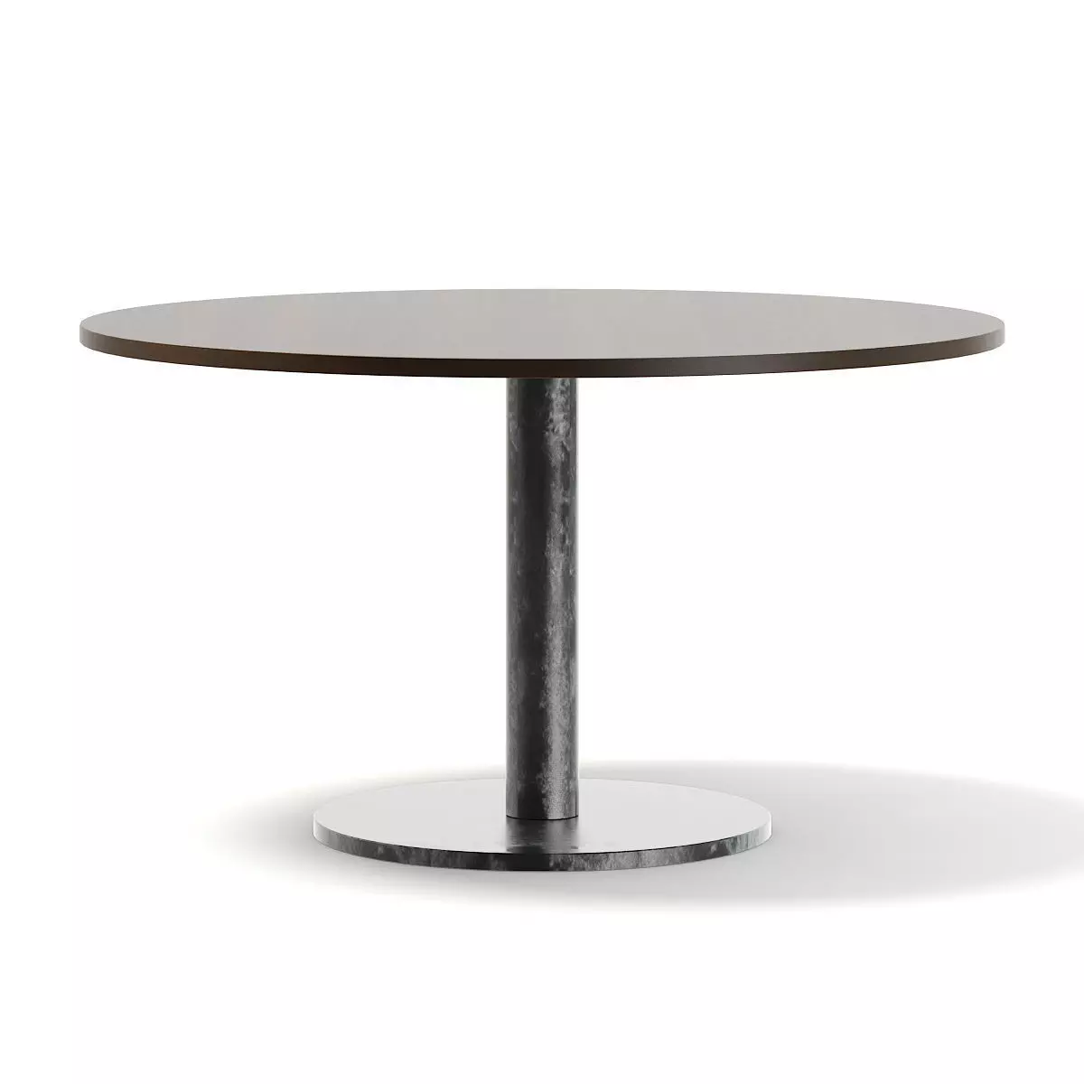 Round Wood and Metal Table 3D model_0