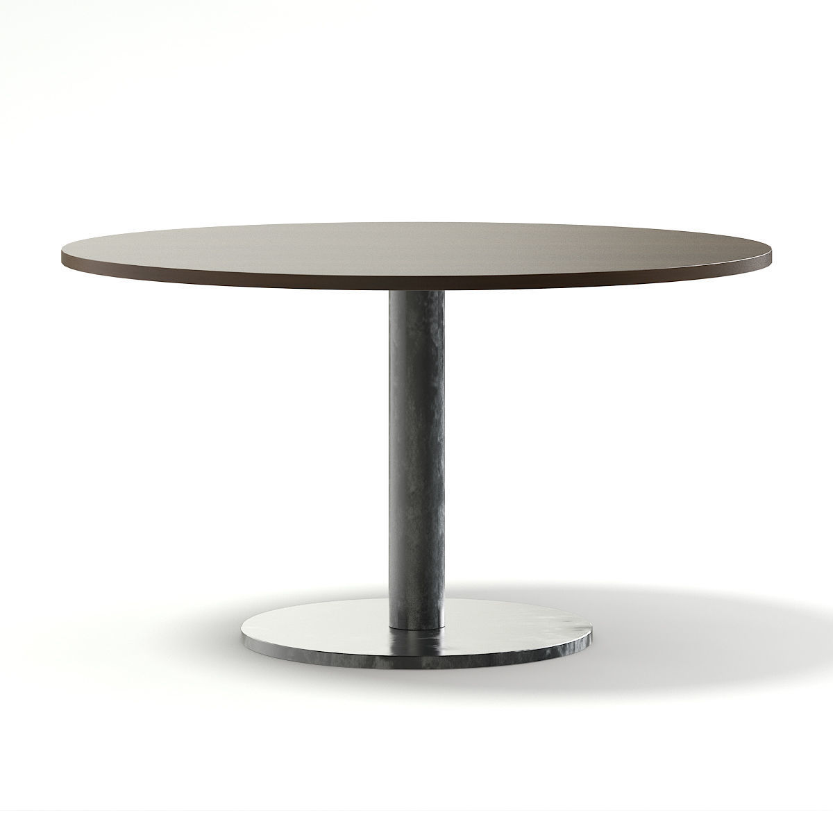 Round Wood and Metal Table 3D model_6
