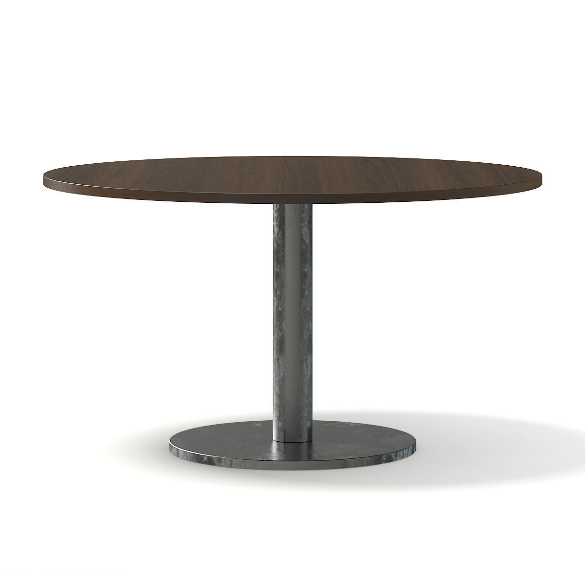 Round Wood and Metal Table 3D model_4