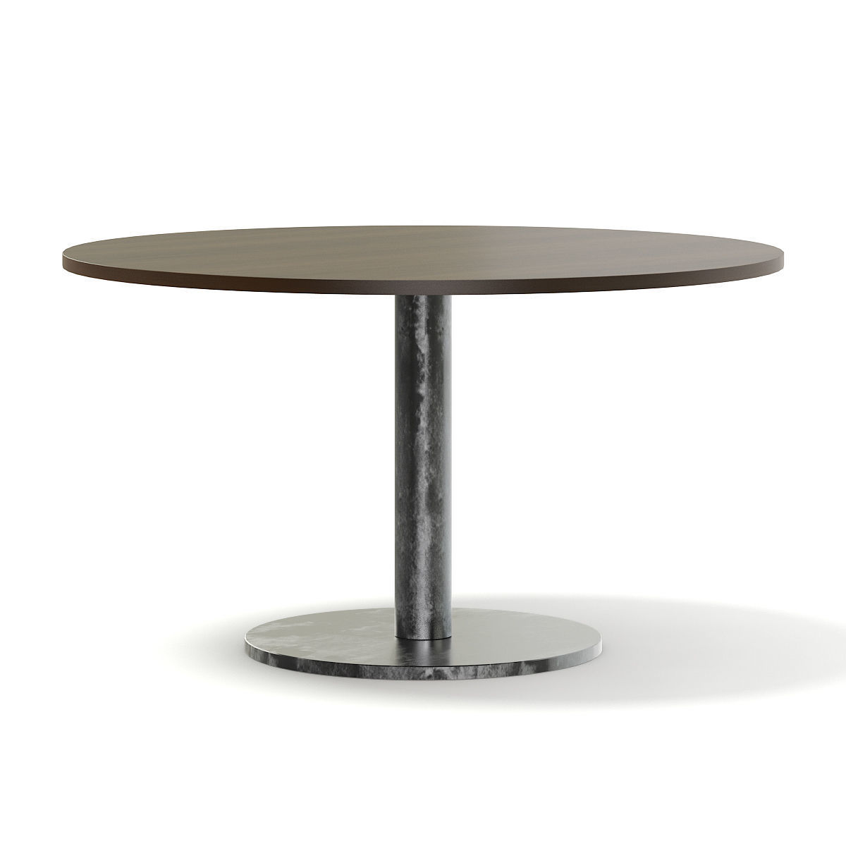 Round Wood and Metal Table 3D model_1