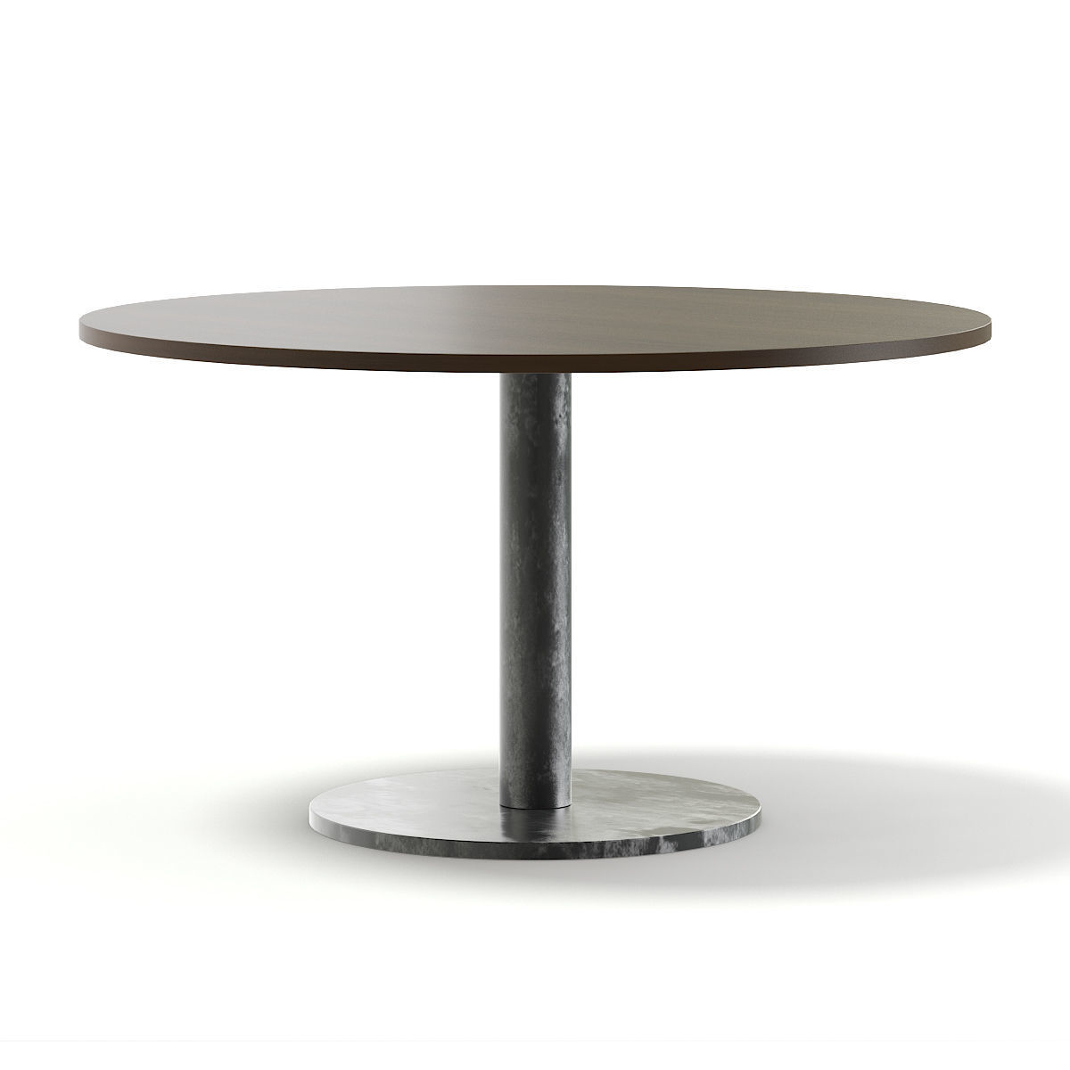 Round Wood and Metal Table 3D model_7