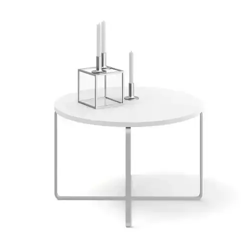 White Round Coffee Table with Candles