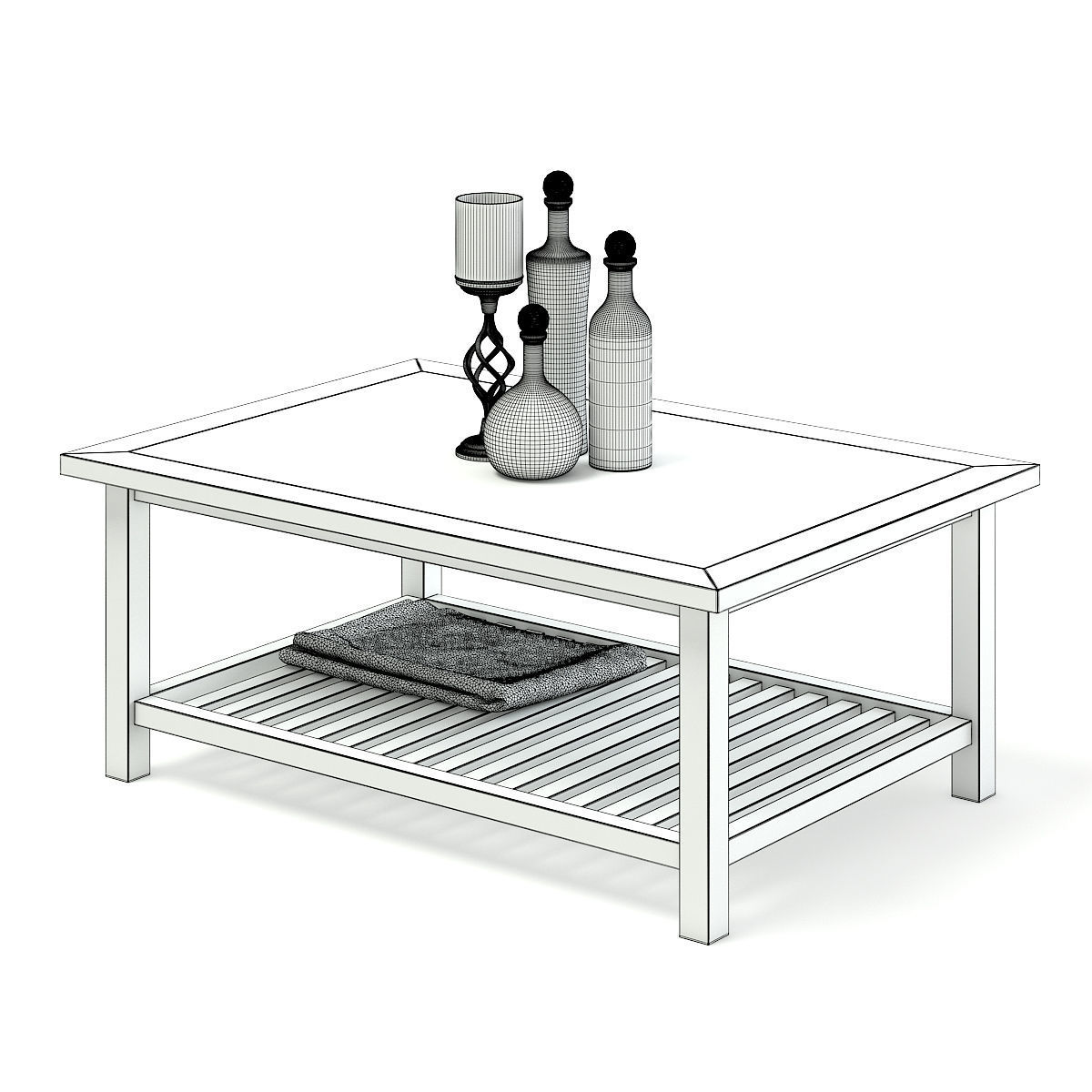 Worn Wood Coffee Table 3D model_3