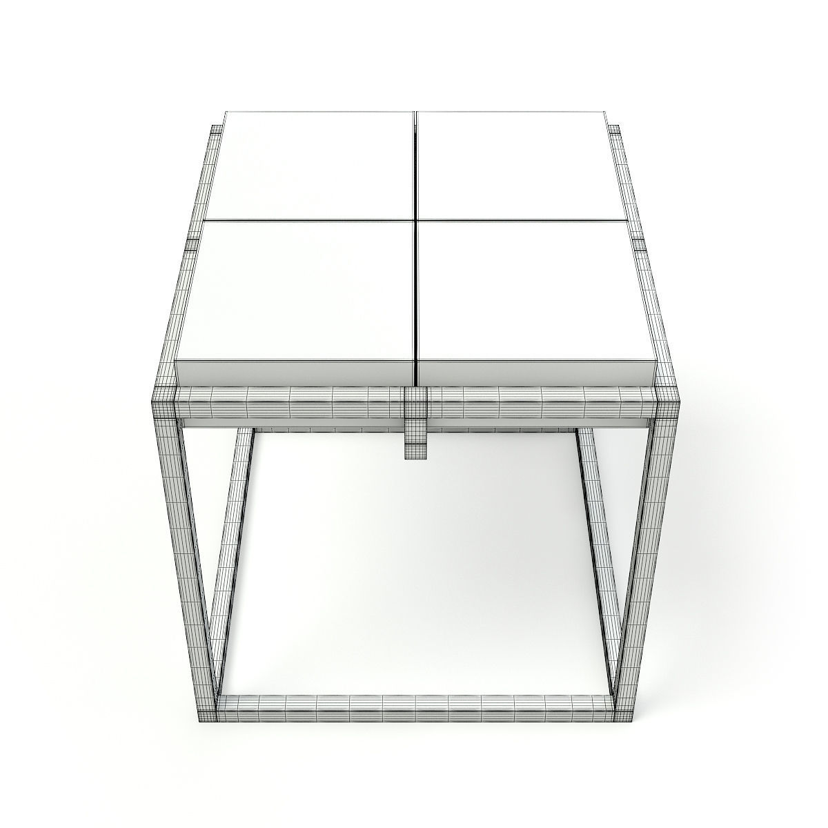 Wood and Metal Square Coffee Table 3D model_5