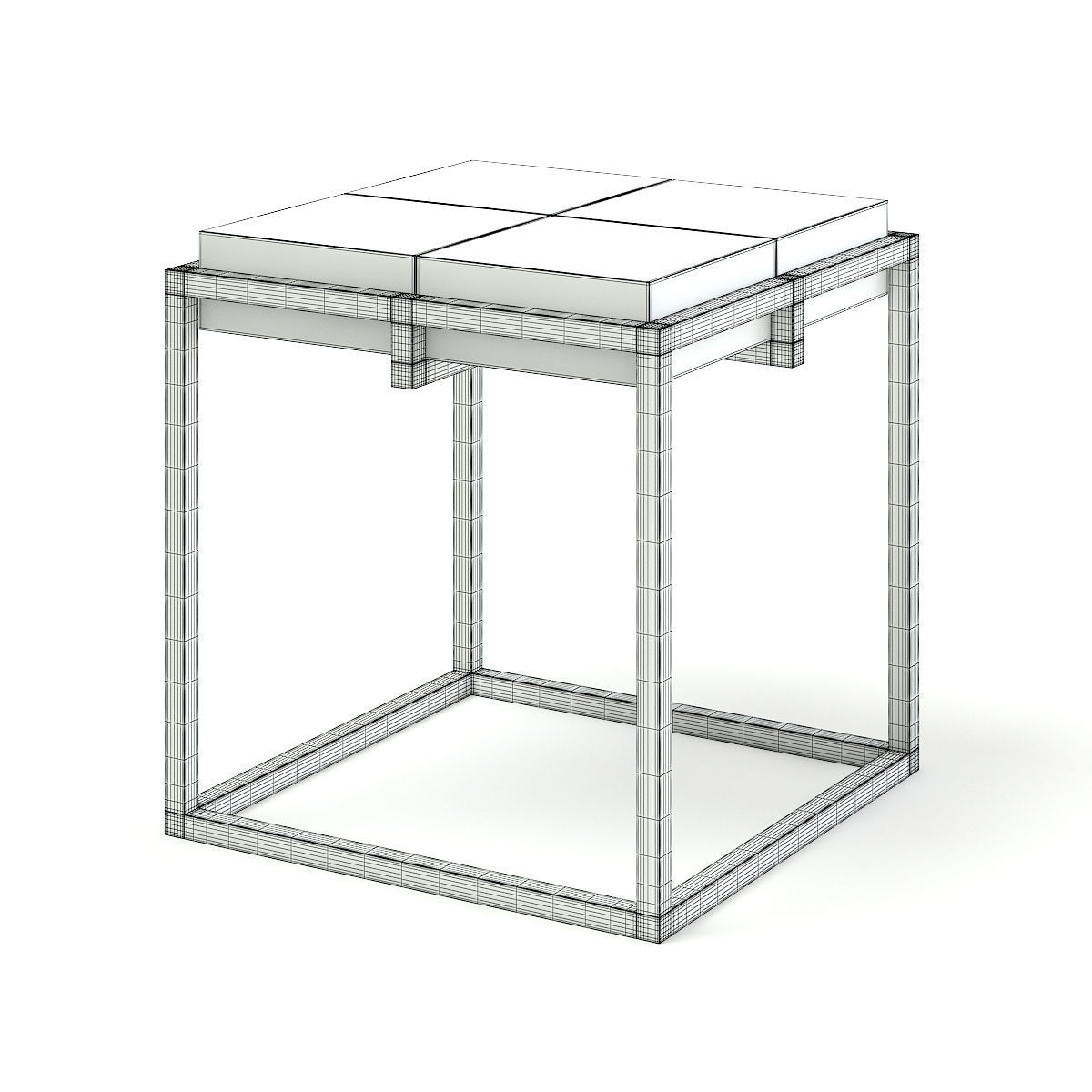 Wood and Metal Square Coffee Table 3D model_4