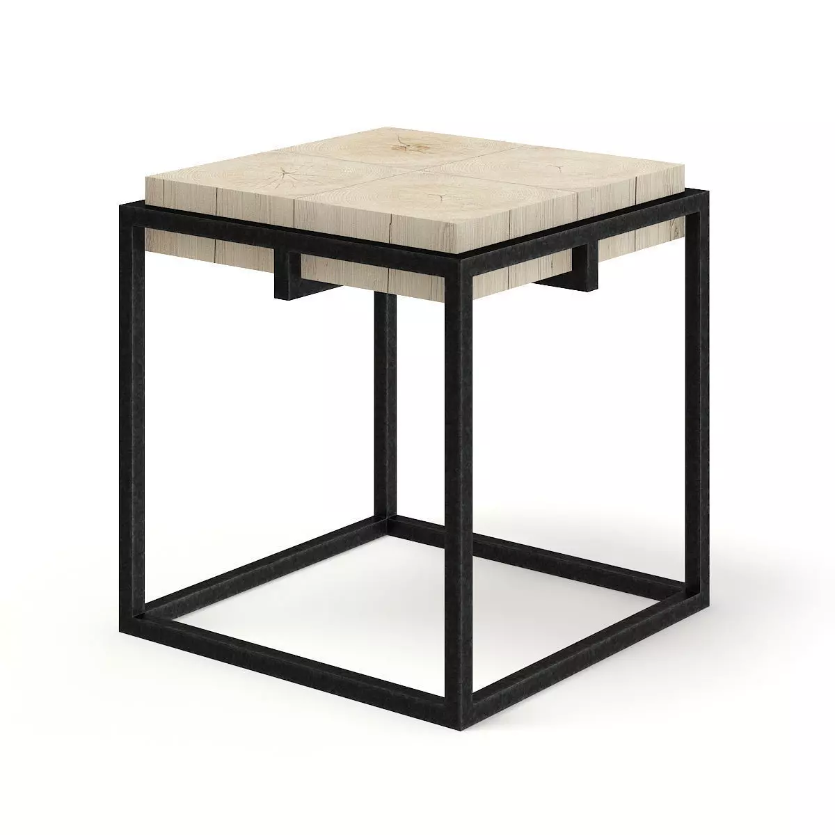 Wood and Metal Square Coffee Table 3D model_0