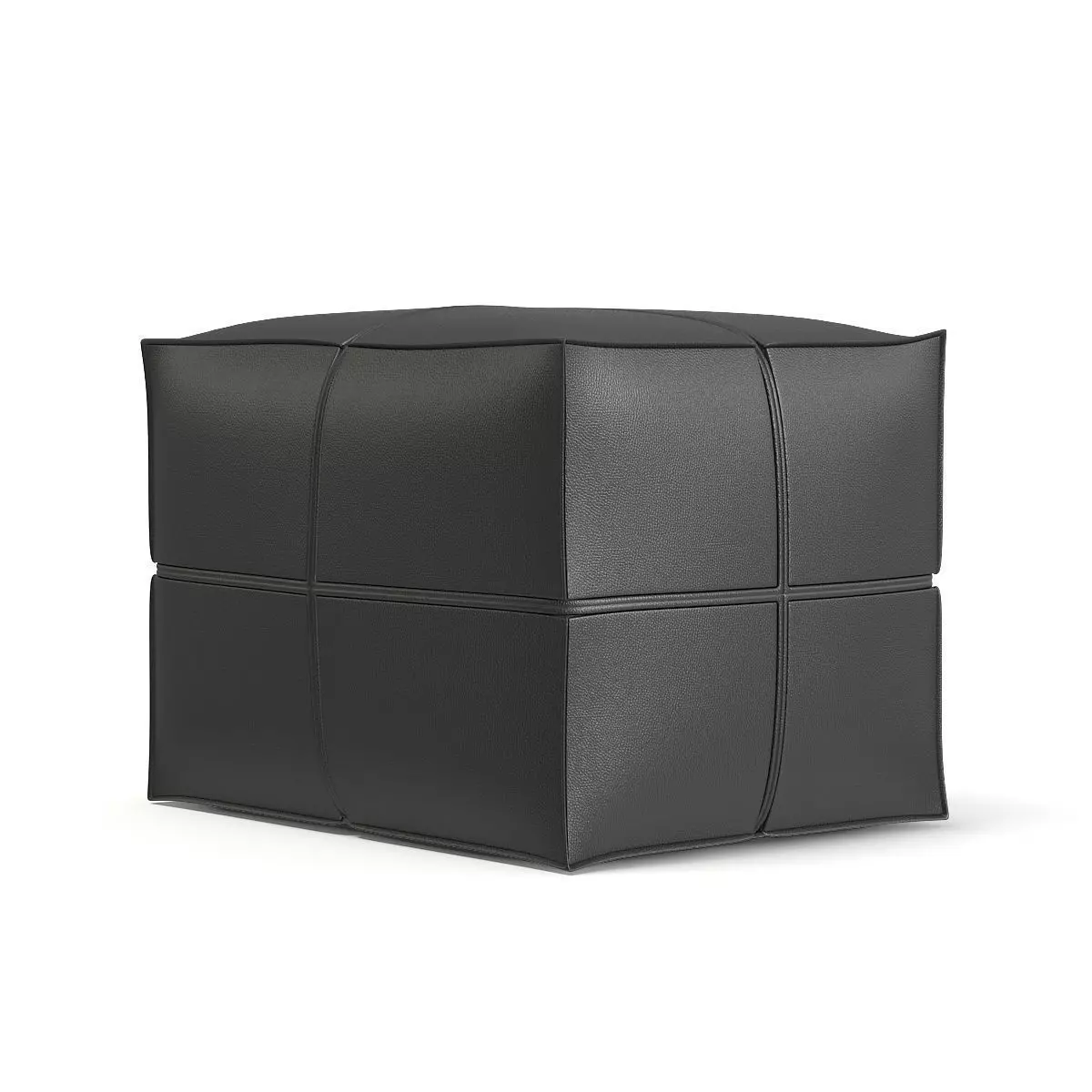 Grey Leather Pouf 3D model