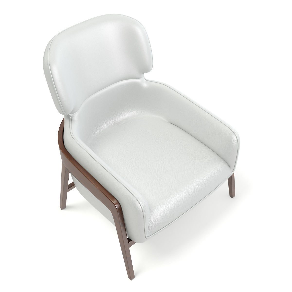 White Leather Armchair 3D model_2