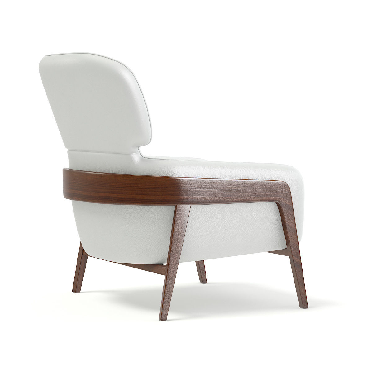 White Leather Armchair 3D model_1