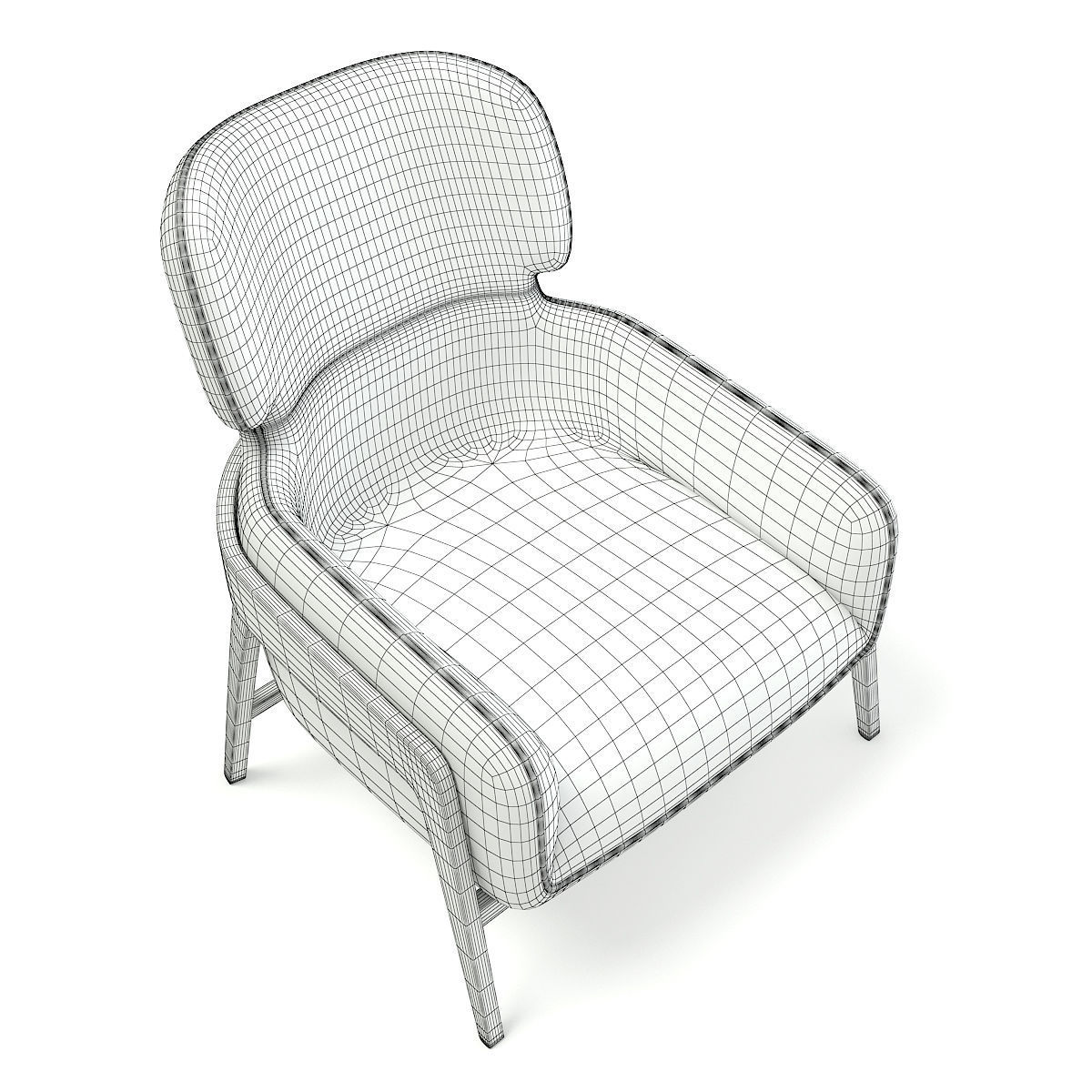 White Leather Armchair 3D model_5
