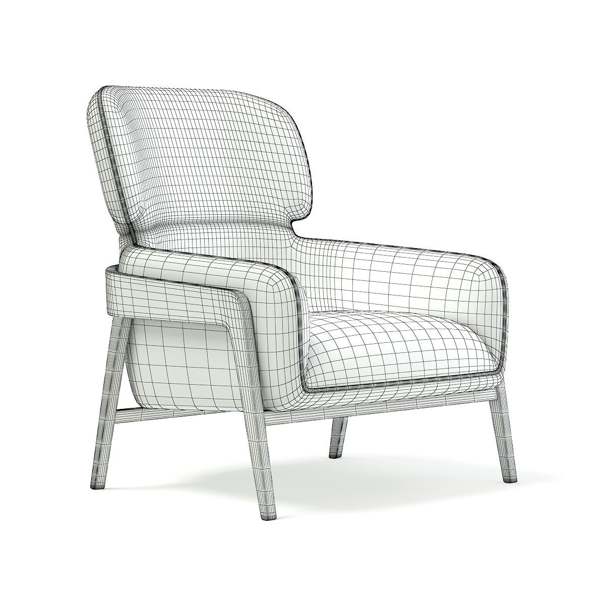 White Leather Armchair 3D model_3