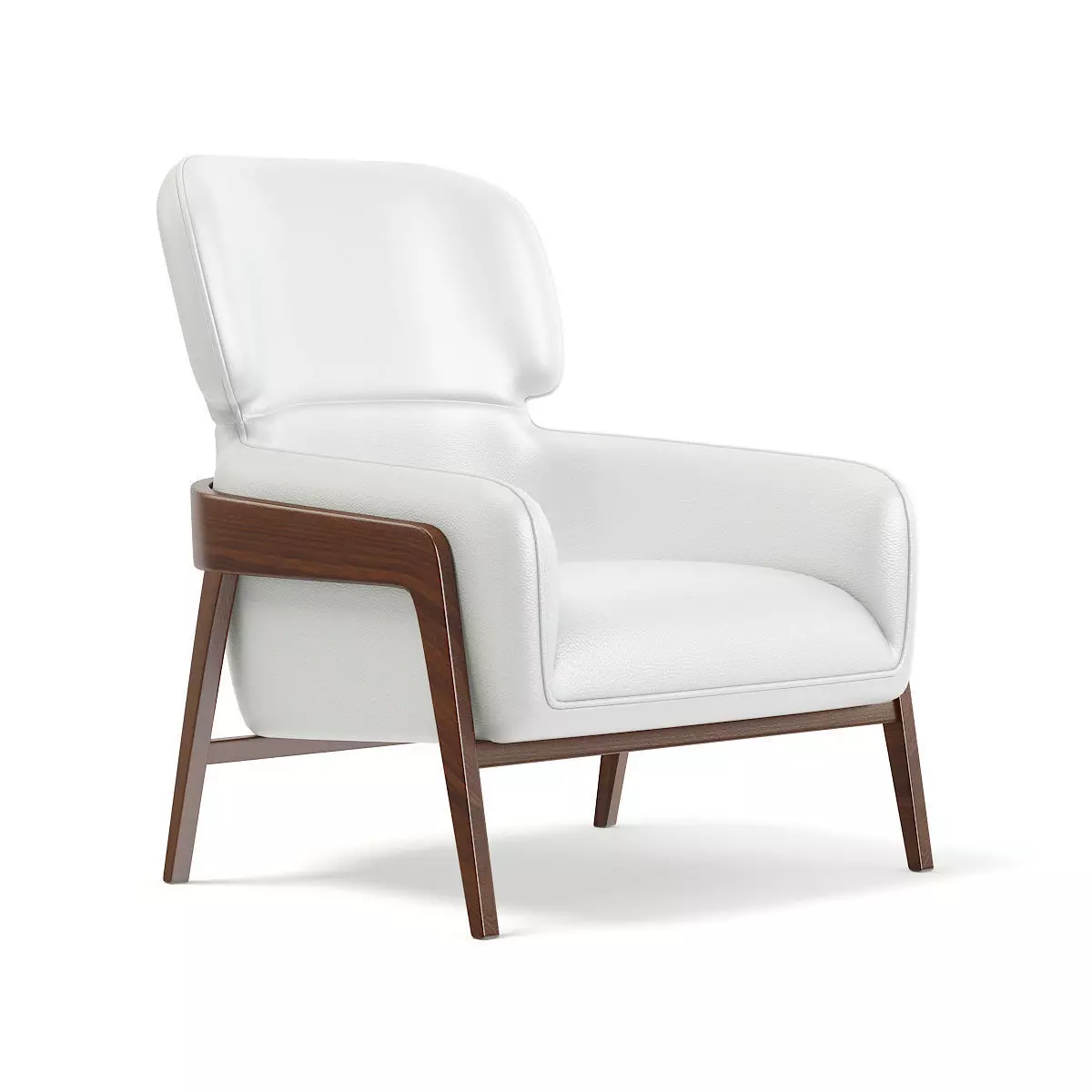 White Leather Armchair 3D model_0