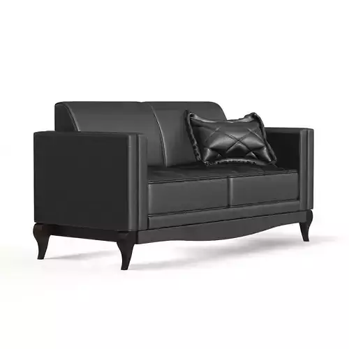 Black Leather Classic Sofa
