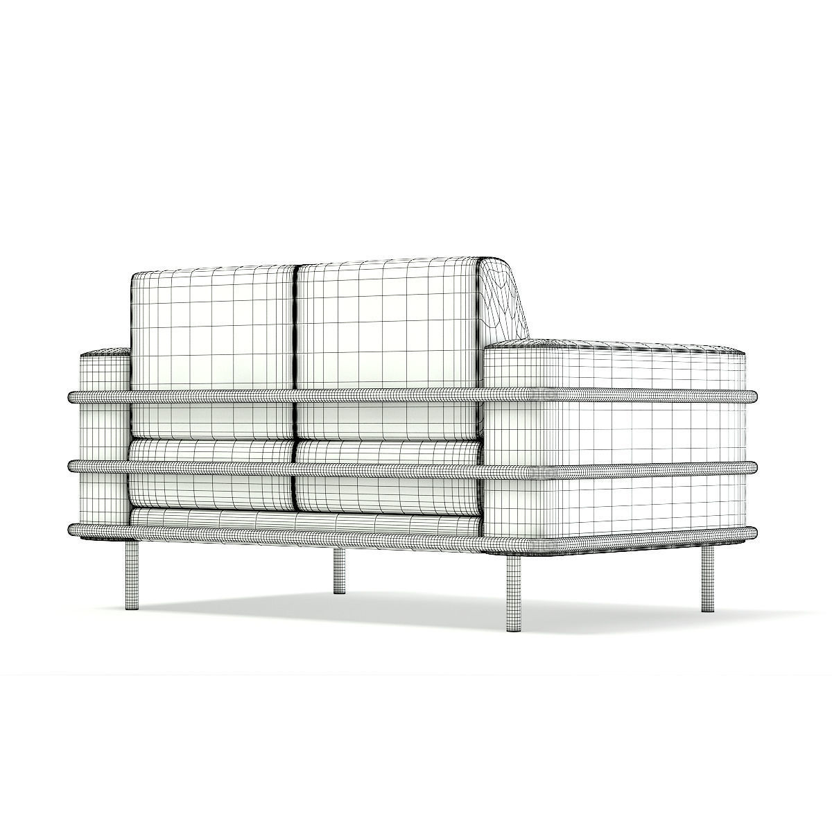 Black Leather Sofa 3D model_4