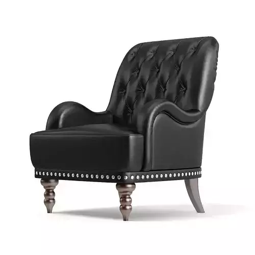 Black Leather Classic Armchair