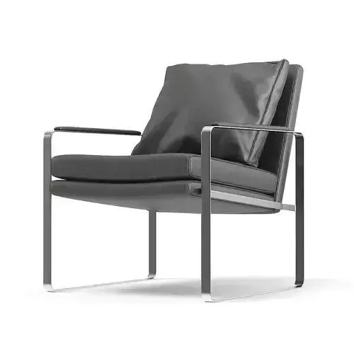 Metal and Leather Chair with Pillow