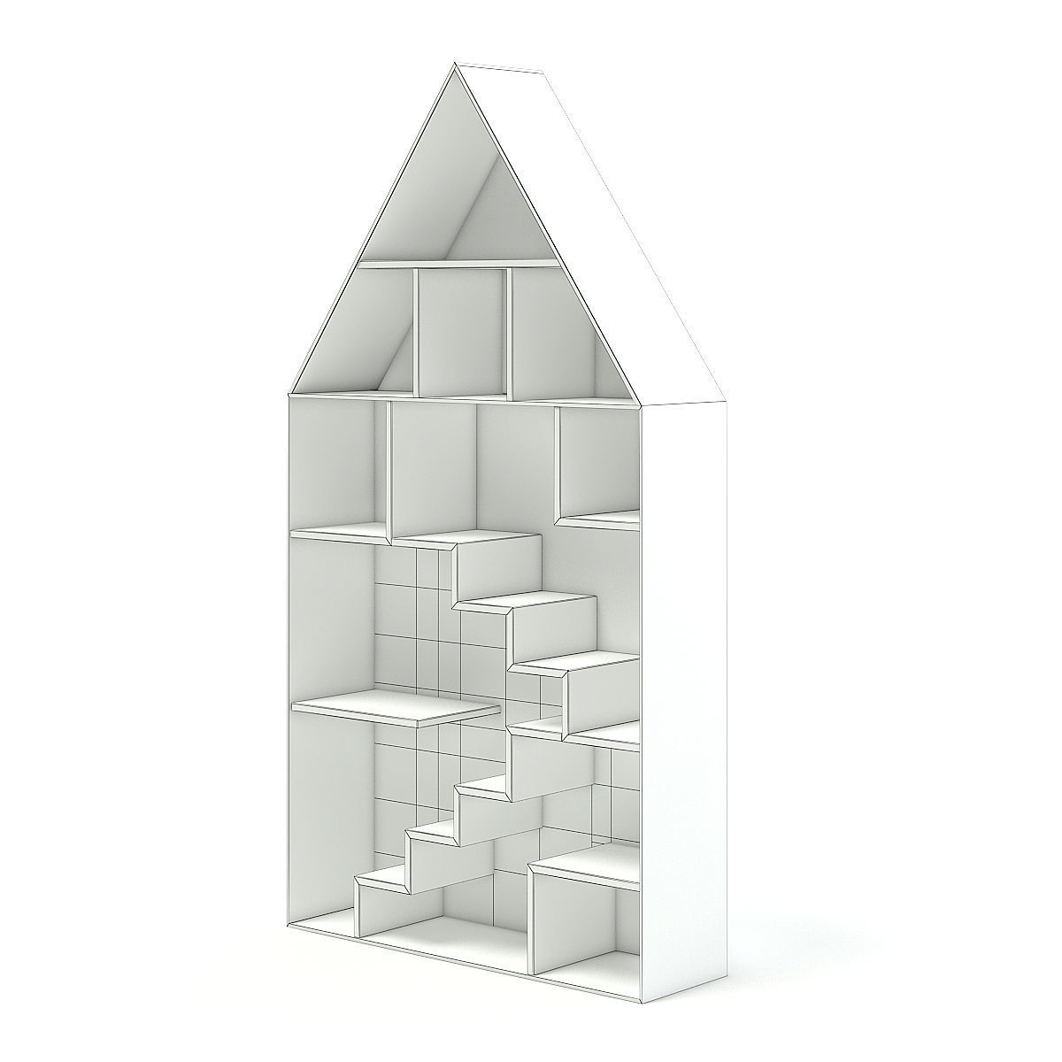 House Shape Shelf with Patterned Back 3D model_5