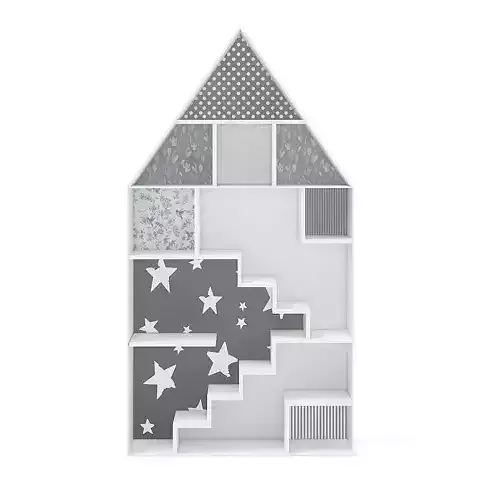 House Shape Shelf with Patterned Back