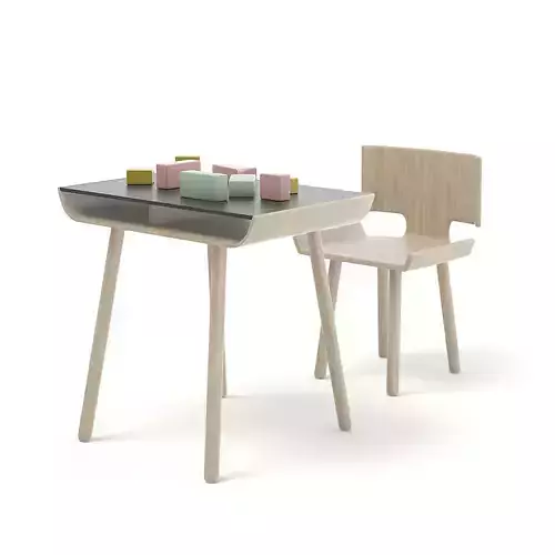 Children Chair and Table with Blocks 3D model
