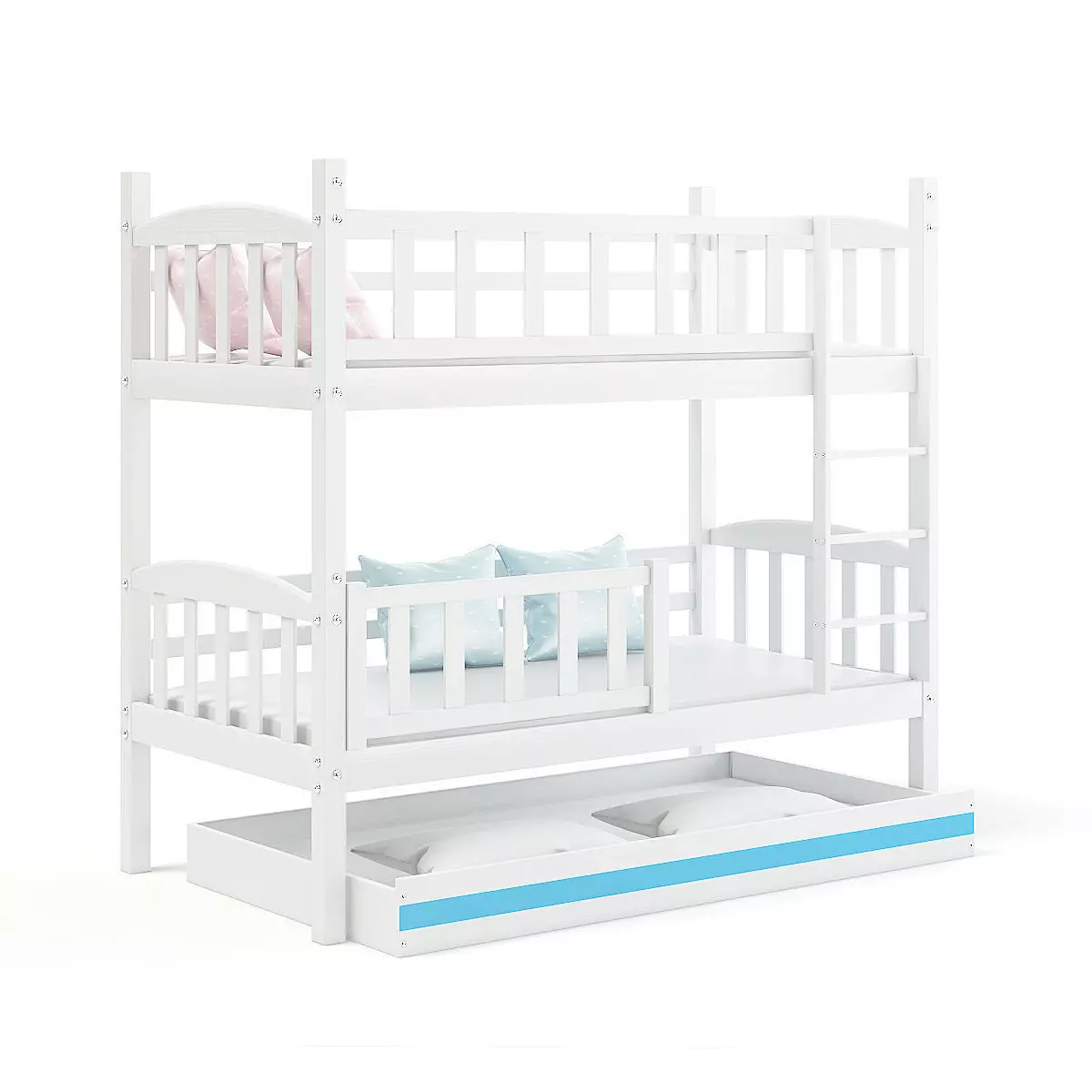 White Bunk Bed 3D model_0