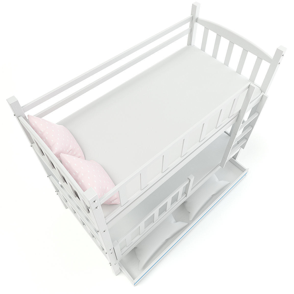 White Bunk Bed 3D model_2