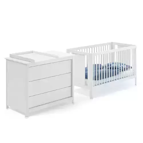 Baby Bed and White Cabinet