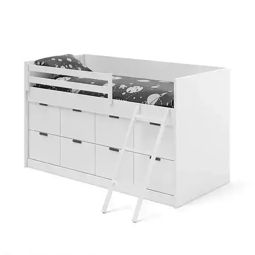 Tall Bed with Shelves