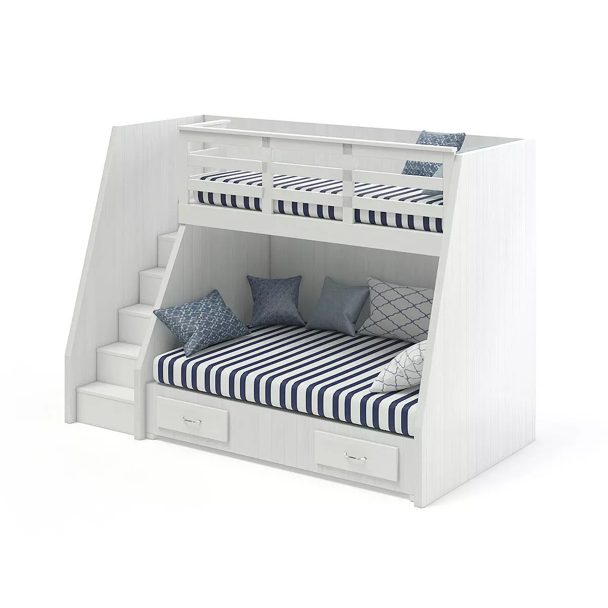 Bunk Bed with Stairs 3D model