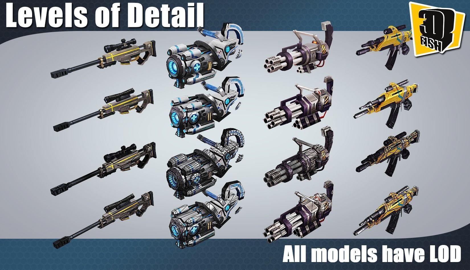 weapon pack vol01 Scifi cartoon weapon  Low-poly 3D model_1