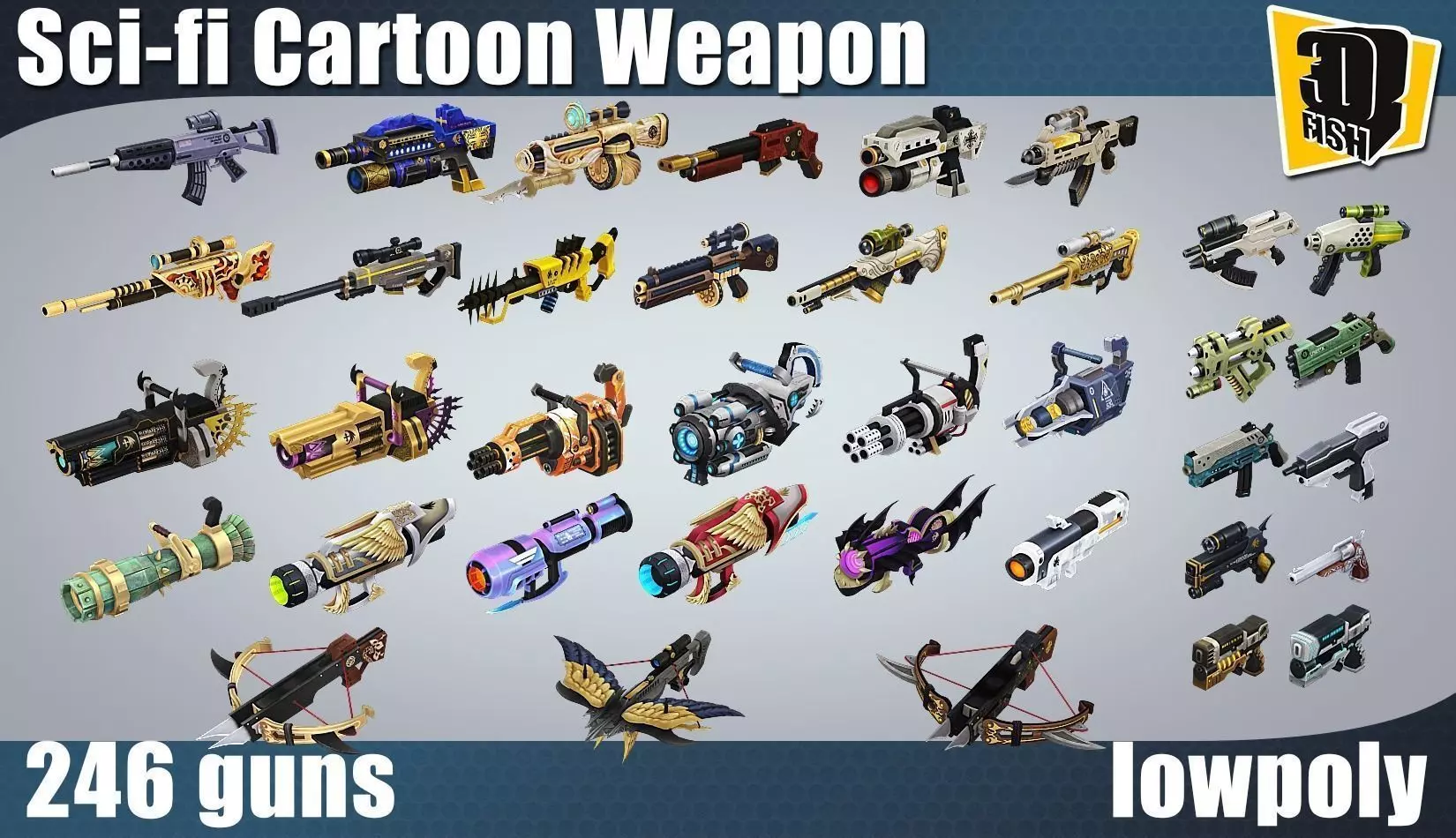 weapon pack vol01 Scifi cartoon weapon  Low-poly 3D model_0