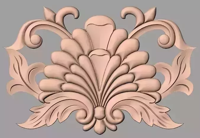 Door decorative flower 3D STL model used for CNC router E010