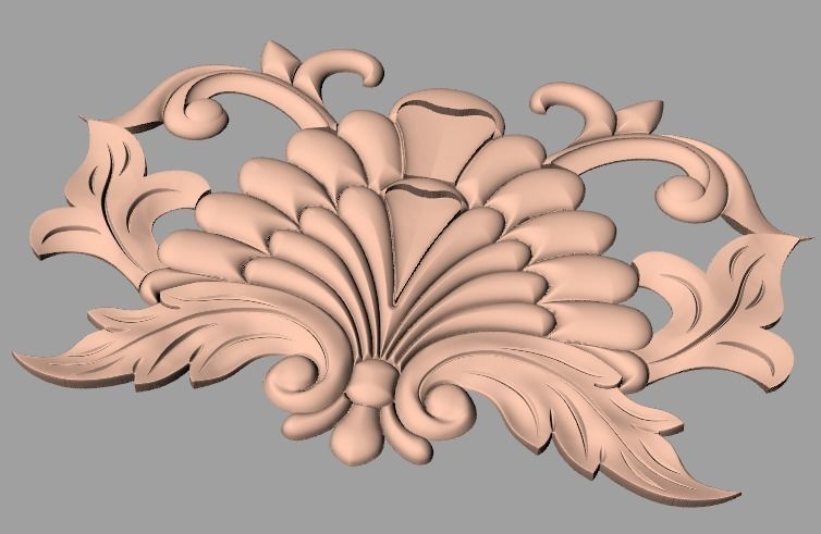 Door decorative flower 3D STL model used for CNC router E010 3D model_1
